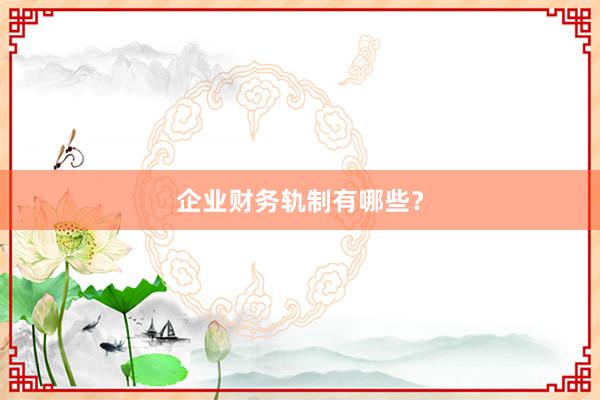 企业财务轨制有哪些?